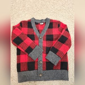 Baby Gap buffalo plaid wool blend knit cardigan